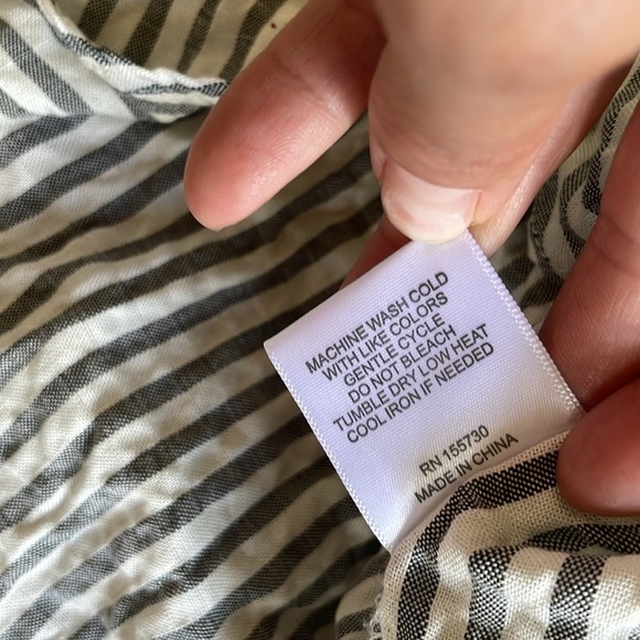 Jane + Delancey Coastal Gray Blue and White Striped Button Down Shirt - Picture 13 of 14